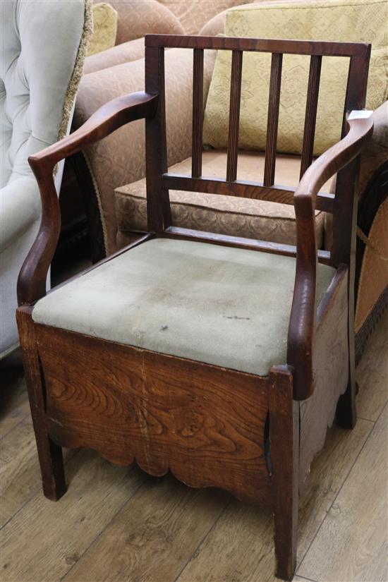 A Regency elm commode chair